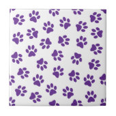 Muster von Pfoten, Hundeschäften, Lila Pfoten Fliese (Vorderseite)