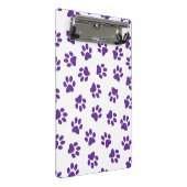 Muster von Pfoten, Hundeschäften, Lila Pfoten Mini Klemmbrett (Schrägansicht)