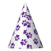 Muster von Pfoten, Hundeschäften, Lila Pfoten Partyhütchen (Rückseite)