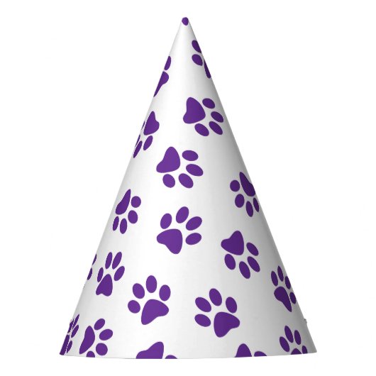 Muster von Pfoten, Hundeschäften, Lila Pfoten Partyhütchen (Vorderseite)
