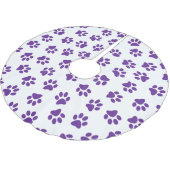 Muster von Pfoten, Hundeschäften, Lila Pfoten Polyester Weihnachtsbaumdecke (Schrägansicht)