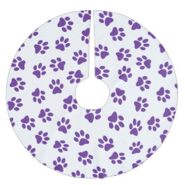 Muster von Pfoten, Hundeschäften, Lila Pfoten Polyester Weihnachtsbaumdecke