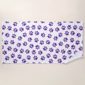 Muster von Pfoten, Hundeschäften, Lila Pfoten Strandtuch (Vorderseite)