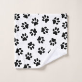 Muster von Pfoten, Hundeschäften, schwarzen Pfoten Badhandtuch Set (Waschlappen)