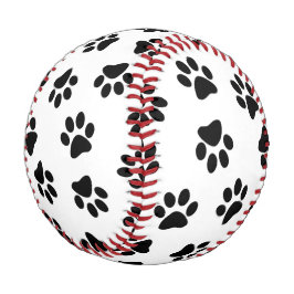 Muster von Pfoten, Hundeschäften, schwarzen Pfoten Baseball