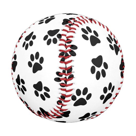 Muster von Pfoten, Hundeschäften, schwarzen Pfoten Baseball (Schrägansicht)