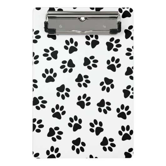 Muster von Pfoten, Hundeschäften, schwarzen Pfoten Mini Klemmbrett (Vorderseite)