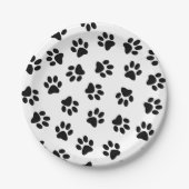Muster von Pfoten, Hundeschäften, schwarzen Pfoten Pappteller (Vorderseite)