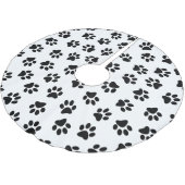 Muster von Pfoten, Hundeschäften, schwarzen Pfoten Polyester Weihnachtsbaumdecke (Schrägansicht)