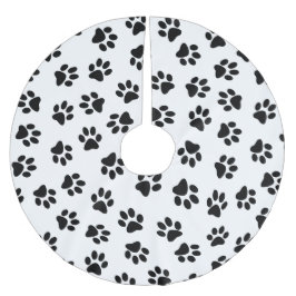 Muster von Pfoten, Hundeschäften, schwarzen Pfoten Polyester Weihnachtsbaumdecke