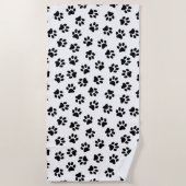 Muster von Pfoten, Hundeschäften, schwarzen Pfoten Strandtuch (Vorderseite)