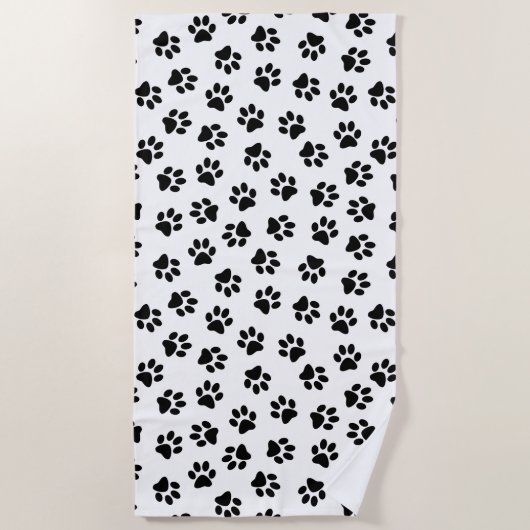 Muster von Pfoten, Hundeschäften, schwarzen Pfoten Strandtuch (Vorderseite)