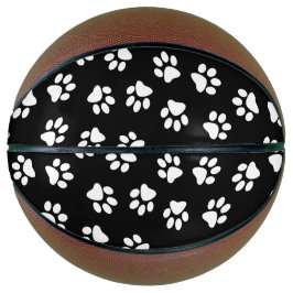 Muster von Pfoten, Hundeschäften, weißen Pfoten Basketball