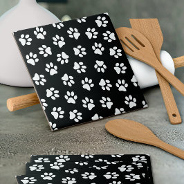 Muster von Pfoten, Hundeschäften, weißen Pfoten Fliese