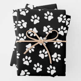 Muster von Pfoten, Hundeschäften, weißen Pfoten Geschenkpapier Set