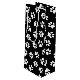 Muster von Pfoten, Hundeschäften, weißen Pfoten Geschenktüte Für Weinflaschen