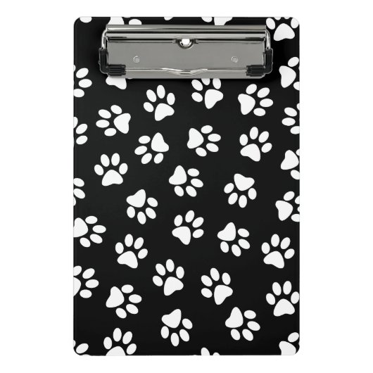 Muster von Pfoten, Hundeschäften, weißen Pfoten Mini Klemmbrett (Vorderseite)