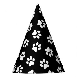 Muster von Pfoten, Hundeschäften, weißen Pfoten Partyhütchen