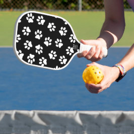 Muster von Pfoten, Hundeschäften, weißen Pfoten Pickleball Schläger