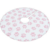 Muster von Pfoten, Hundeschrauben, Baby-Pink-Pfote Polyester Weihnachtsbaumdecke (Schrägansicht)
