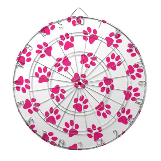 Muster von Pfoten, Hundeschrauben, rosa Pfoten Dartscheibe (vorne)