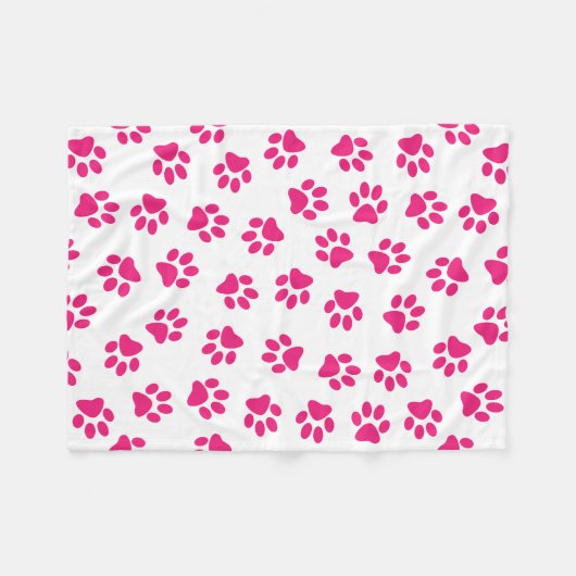 Muster von Pfoten, Hundeschrauben, rosa Pfoten Fleecedecke (Vorderseite (Horizontal))