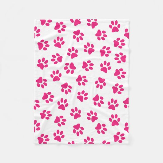 Muster von Pfoten, Hundeschrauben, rosa Pfoten Fleecedecke (Vorderseite)