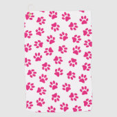 Muster von Pfoten, Hundeschrauben, rosa Pfoten Golfhandtuch (Vorderseite)