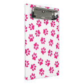 Muster von Pfoten, Hundeschrauben, rosa Pfoten Mini Klemmbrett (Schrägansicht)