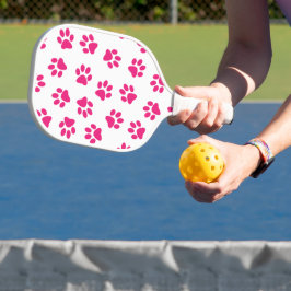 Muster von Pfoten, Hundeschrauben, rosa Pfoten Pickleball Schläger
