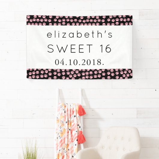 Muster von Pfoten, rosa Pfoten, Hundepfähle, süß 1 Banner (Insitu)