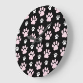 Muster von Pfoten, rosa Pfoten, Hundepfoten, Tierp Große Wanduhr (Winkel)