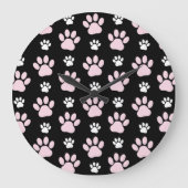 Muster von Pfoten, rosa Pfoten, Hundepfoten, Tierp Große Wanduhr (Vorderseite)