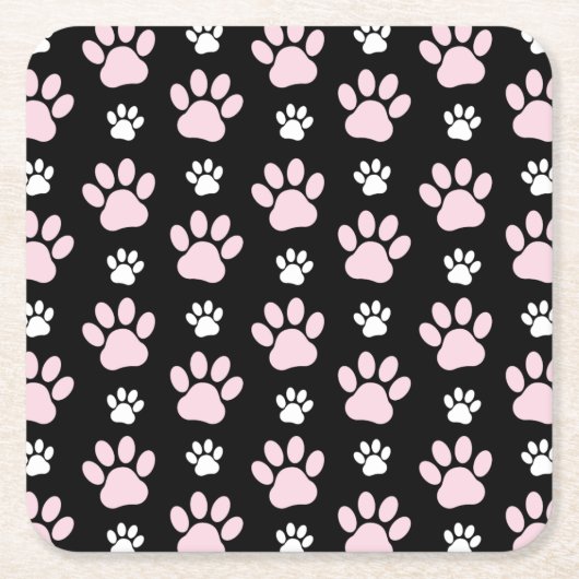 Muster von Pfoten, rosa Pfoten, Hundepfoten, Tierp Rechteckiger Pappuntersetzer (Vorderseite)
