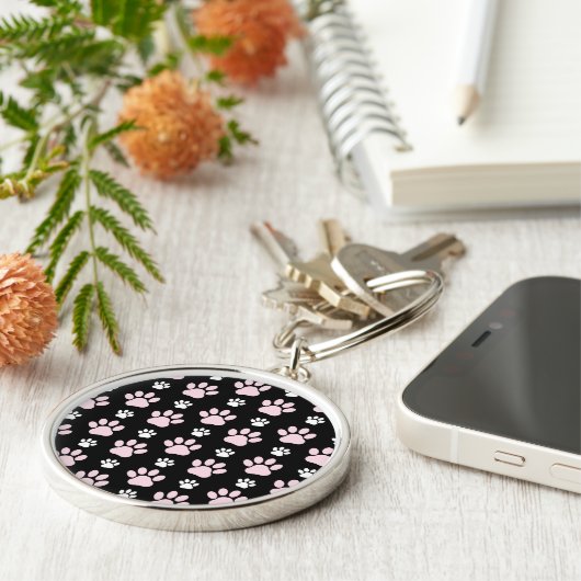 Muster von Pfoten, rosa Pfoten, Hundepfoten, Tierp Schlüsselanhänger (Seite)