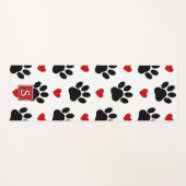 Muster von Pfoten, schwarzen Pfoten, roten Herzen, Yogamatte (Vorderseite (Horizontal))