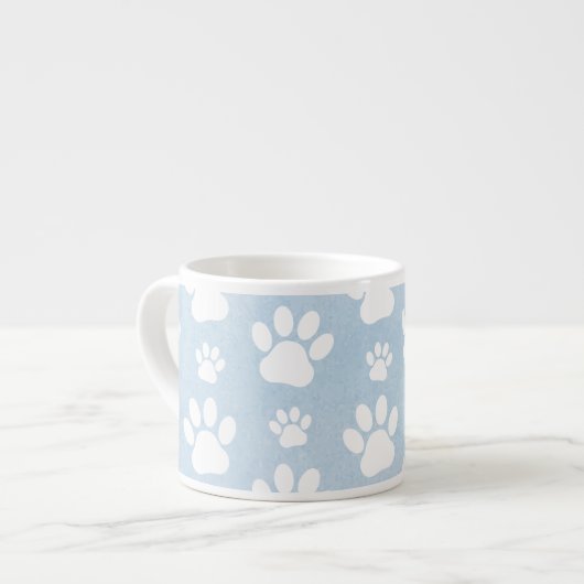 Muster von Pfoten, Weiße Pfoten, Wasserfarben, Bla Espressotasse (Vorderseite Links)