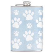 Muster von Pfoten, Weiße Pfoten, Wasserfarben, Bla Flachmann (Vorderseite)