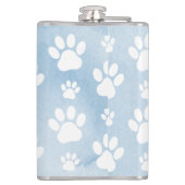 Muster von Pfoten, Weiße Pfoten, Wasserfarben, Bla Flachmann (Rückseite)