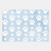 Muster von Pfoten, Weiße Pfoten, Wasserfarben, Bla Geschenkpapier Set (Vorderseite)