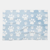 Muster von Pfoten, Weiße Pfoten, Wasserfarben, Bla Geschirrtuch (Horizontal)