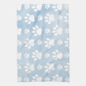 Muster von Pfoten, Weiße Pfoten, Wasserfarben, Bla Geschirrtuch (Vertikal)