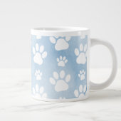 Muster von Pfoten, Weiße Pfoten, Wasserfarben, Bla Jumbo-Tasse (Rechts)