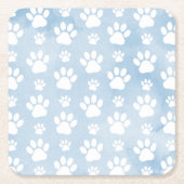 Muster von Pfoten, Weiße Pfoten, Wasserfarben, Bla Rechteckiger Pappuntersetzer (Vorderseite)