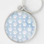 Muster von Pfoten, Weiße Pfoten, Wasserfarben, Bla Schlüsselanhänger (Vorne)