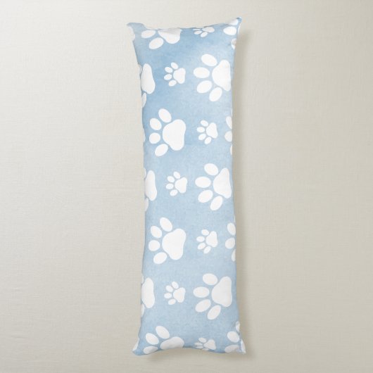 Muster von Pfoten, Weiße Pfoten, Wasserfarben, Bla Seitenschläferkissen (Rückseite (Vertikal))