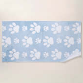 Muster von Pfoten, Weiße Pfoten, Wasserfarben, Bla Strandtuch (Vorderseite)