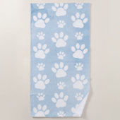 Muster von Pfoten, Weiße Pfoten, Wasserfarben, Bla Strandtuch (Vorderseite)