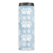 Muster von Pfoten, Weiße Pfoten, Wasserfarben, Bla Thermosbecher (Rückseite)