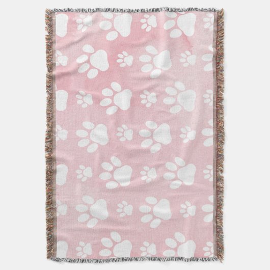 Muster von Pfoten, weißen Pfoten, Aquarellfarben, Decke (Vorderseite Vertikal)